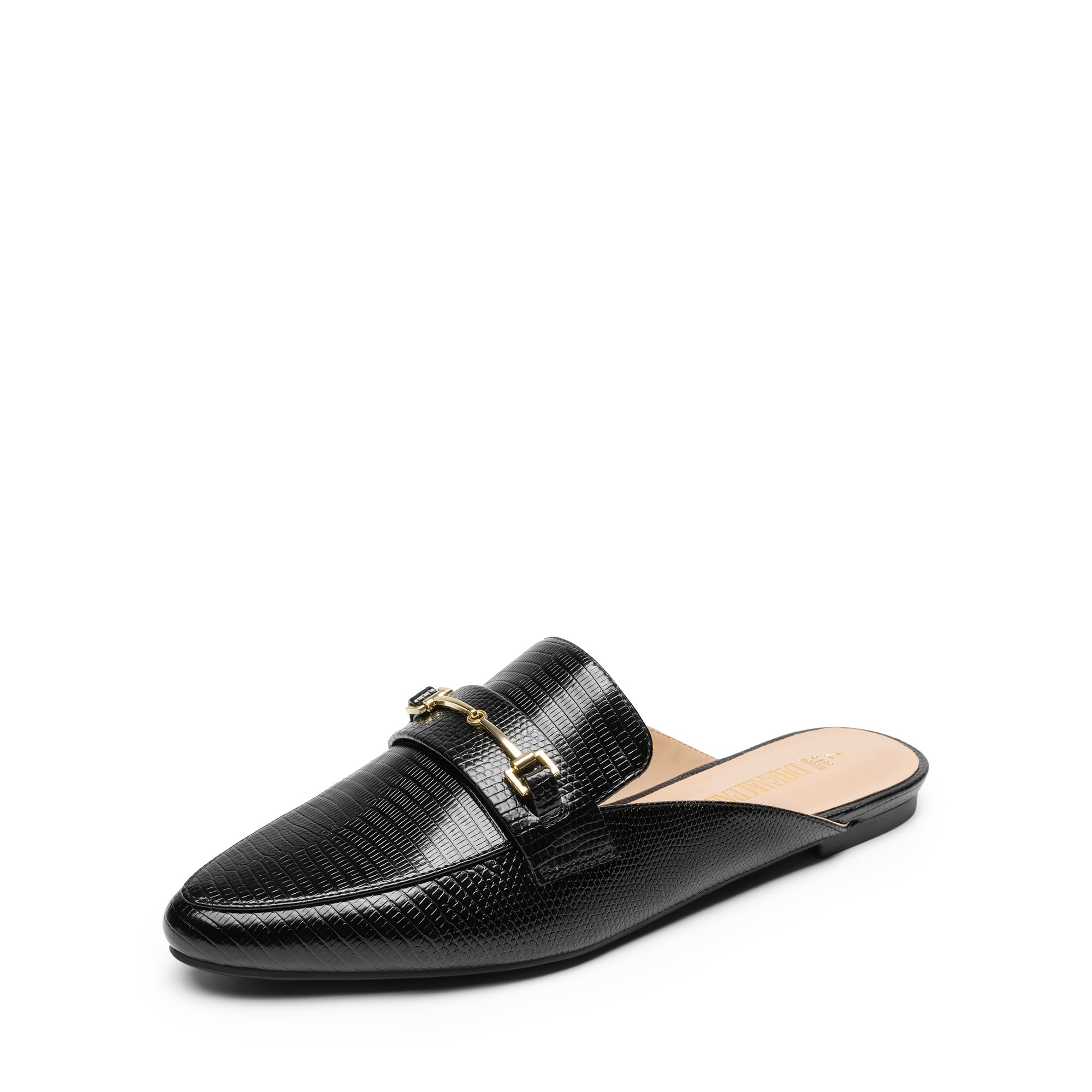 Women's Flat Mules Buckle Pointed Toe Backless Slip on Slides Loafer Shoes-image-24