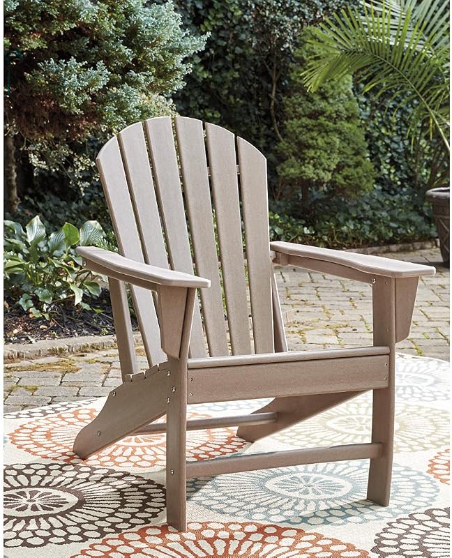 Signature Design by Ashley 1-Piece HDPE Outdoor Adirondack Chair, Driftwood image 2