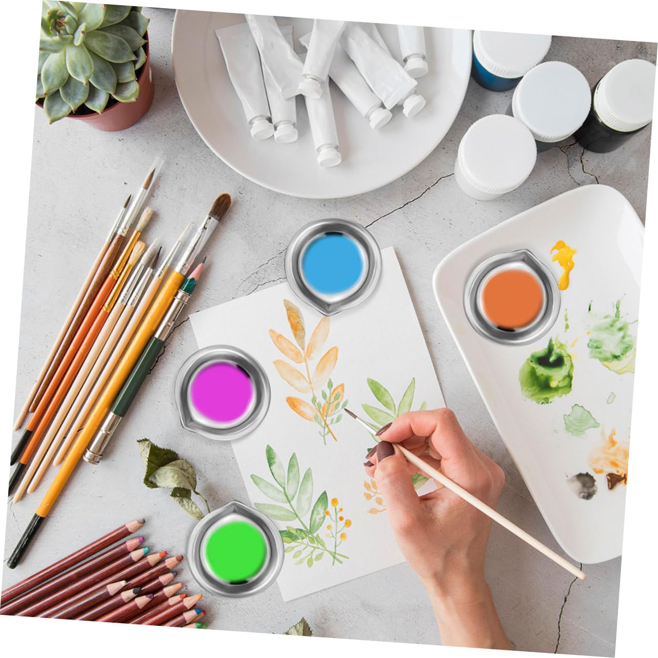 VILLCASE 120 Pcs Palette en Acier Inoxydable Palette De Manucure Plateau De Mélange De Couleurs Palette pour Peinture À l'huile Palette d'artiste Petite Palette D'Aquarelle Petite Palette