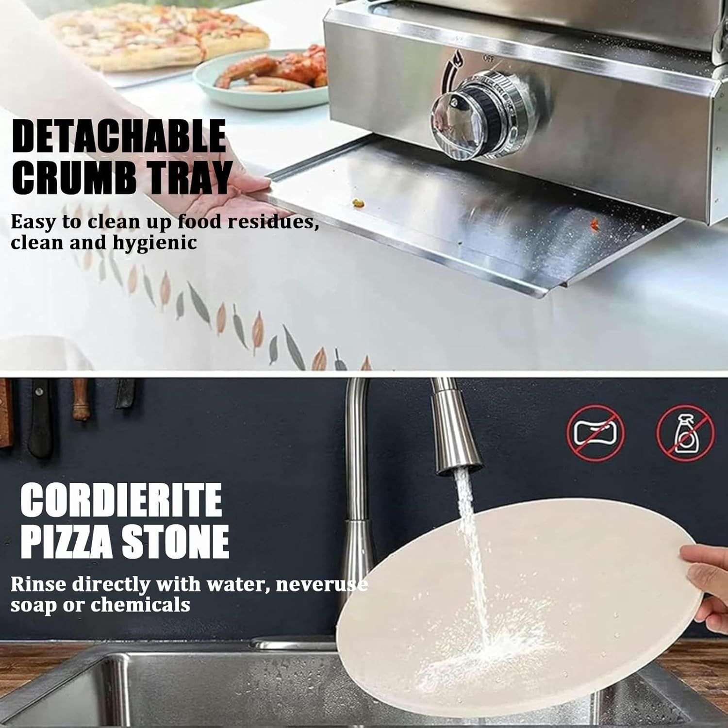 Pellet Burning Pizza Oven Pellet Pizza Stove, Portable Stainless Steel Pizza Oven with Pizza Stone for Outdoor Backyard Pizza Maker Garden Kitchen