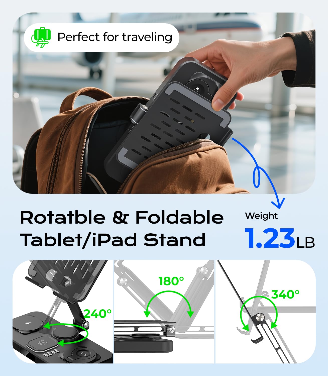 Meifigno Stazione di ricarica wireless da 45 W per più dispositivi Samsung, pieghevole 20 W con cavo caricabatterie per Galaxy Tab con orologio e luce, caricabatterie per S26/S25 Ultra/Z Fold 7 e Buds