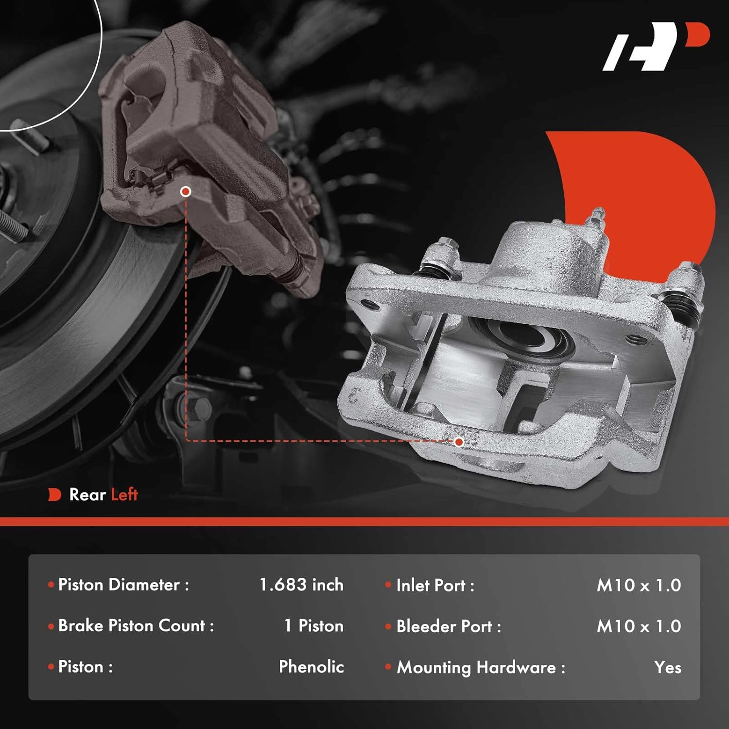 A-Premium Disc Brake Caliper Assembly with Bracket Compatible with Select Chevy and GMC Models - Colorado/Canyon 2015 2016 2017 2018 2019 2020 - Rear Left Driver Side