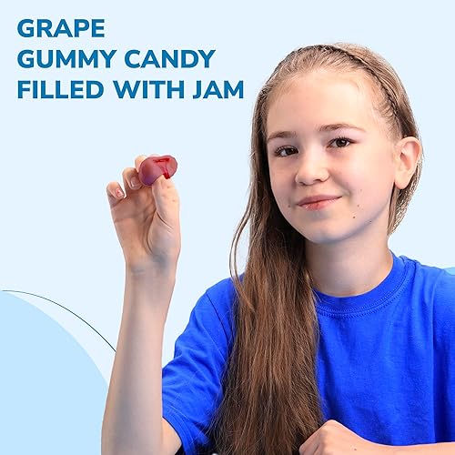 Miniatura 2 de Caramelos de goma para niños, caramelos de uva, caramelos envueltos individualmente, gomitas rellenas de jalea de fruta real, 17 piezas por frasco,