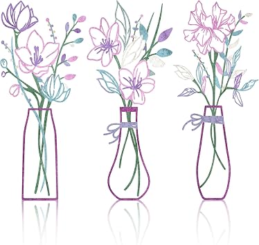 Zzbakress 3 Pcs Metal Flowers Wall Arts Rustic Farmhouse Decor Bathroom Wall Decor Dining Room Wall Decor Minimalist Decor Housewarming GiftsMulticolored Pink Purple