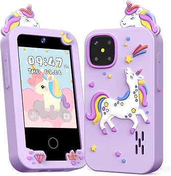 Kids Smart Phone Toys for Girls Age 3-9, Touchscreen Dual Camera Kids Phone, Christmas Birthday Gifts for Age 3 4 5 6 7 8 9, Toddler Learning Play Toy with Music Player, 8G Card