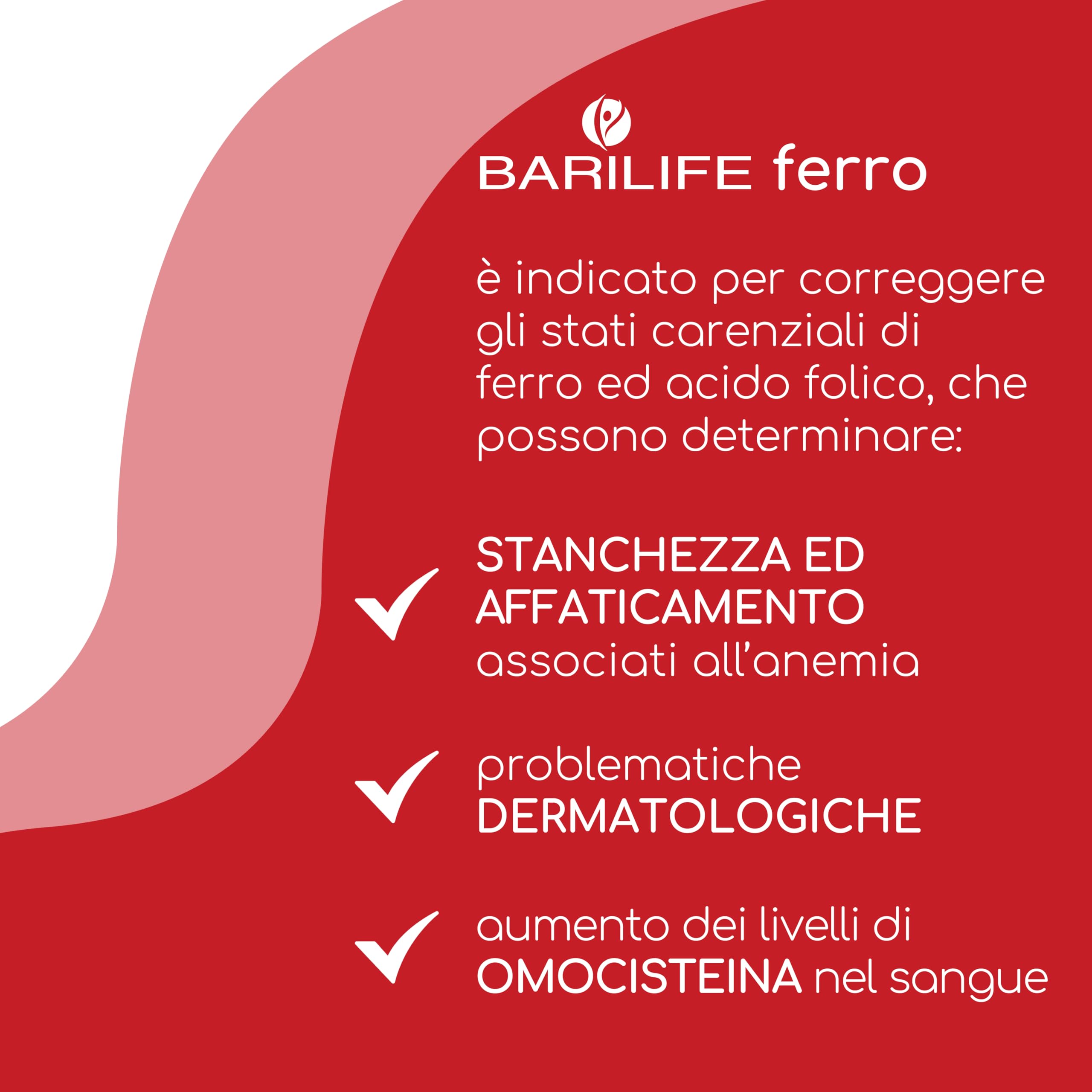 Barilife - Ferro - Integratore di Ferro Microincapsulato con Acido Folico, Vitamina C e Rame - Compresse al Gusto Fragola-Lampone, Senza Glutine e Zuccheri