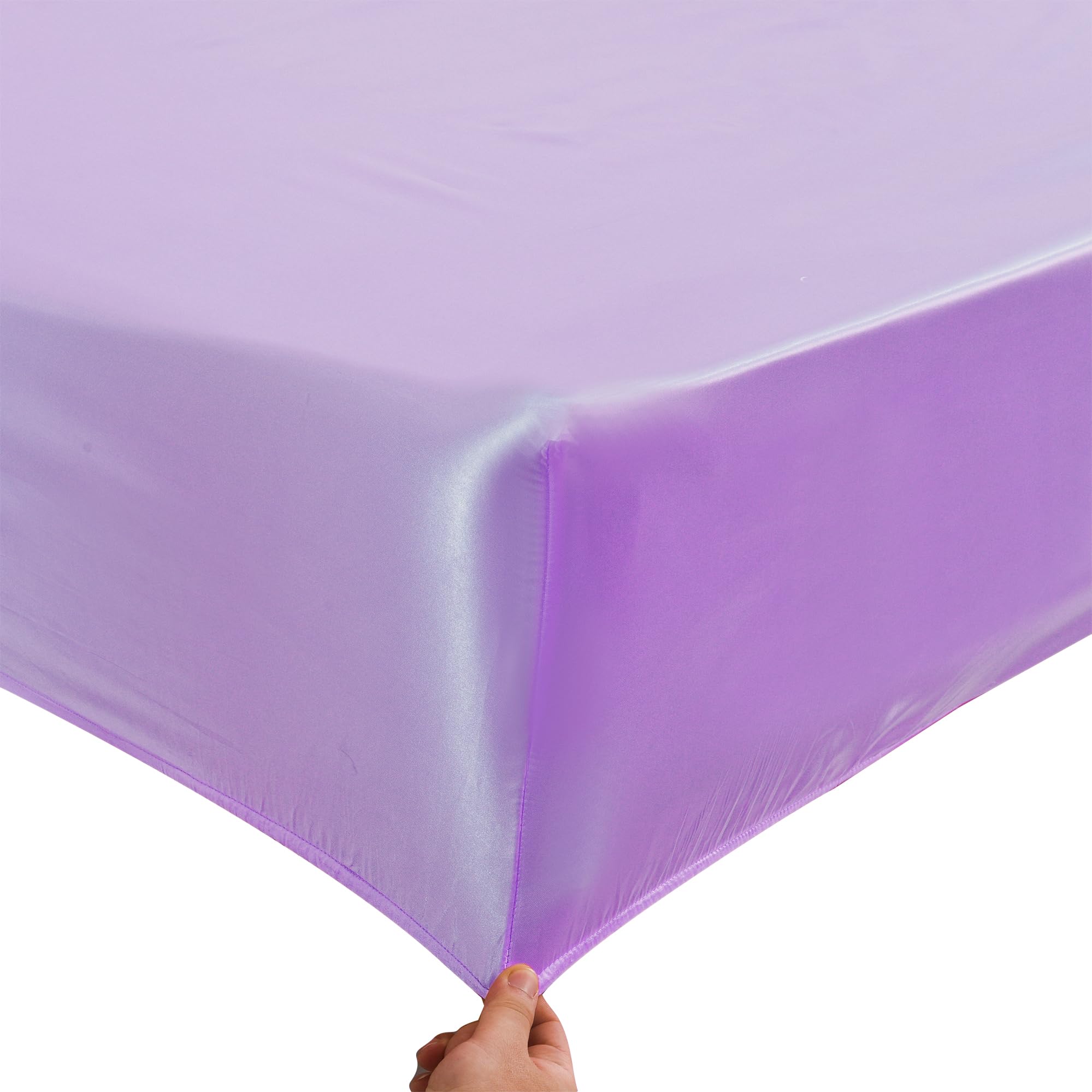 ROOEE Satin Silk Fitted Sheet with Pillowcase Set Breathable Soft Bedding Brushed Fabric Wrinkle - Image 4
