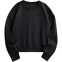 Kumufenc Cropped Sweatshirts for Women Drop Shoulder Crewneck Sweaters Loose Fit Long Sleeve Hoodies