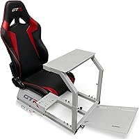 Vista 3 de GTR Simulator Modelo GTA - Marco plateado con asiento de carreras de cuero sintético ajustable silla de cabina de simulación de juegos Rueda RS30