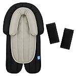 COOLBEBE Upgraded Babybody Support & Strap Covers Set for Newborn Infant Toddler - Extra Soft Breathable Car Seat Insert Cushion Pad, Perfect for Carseats, Strollers, Swing, Black