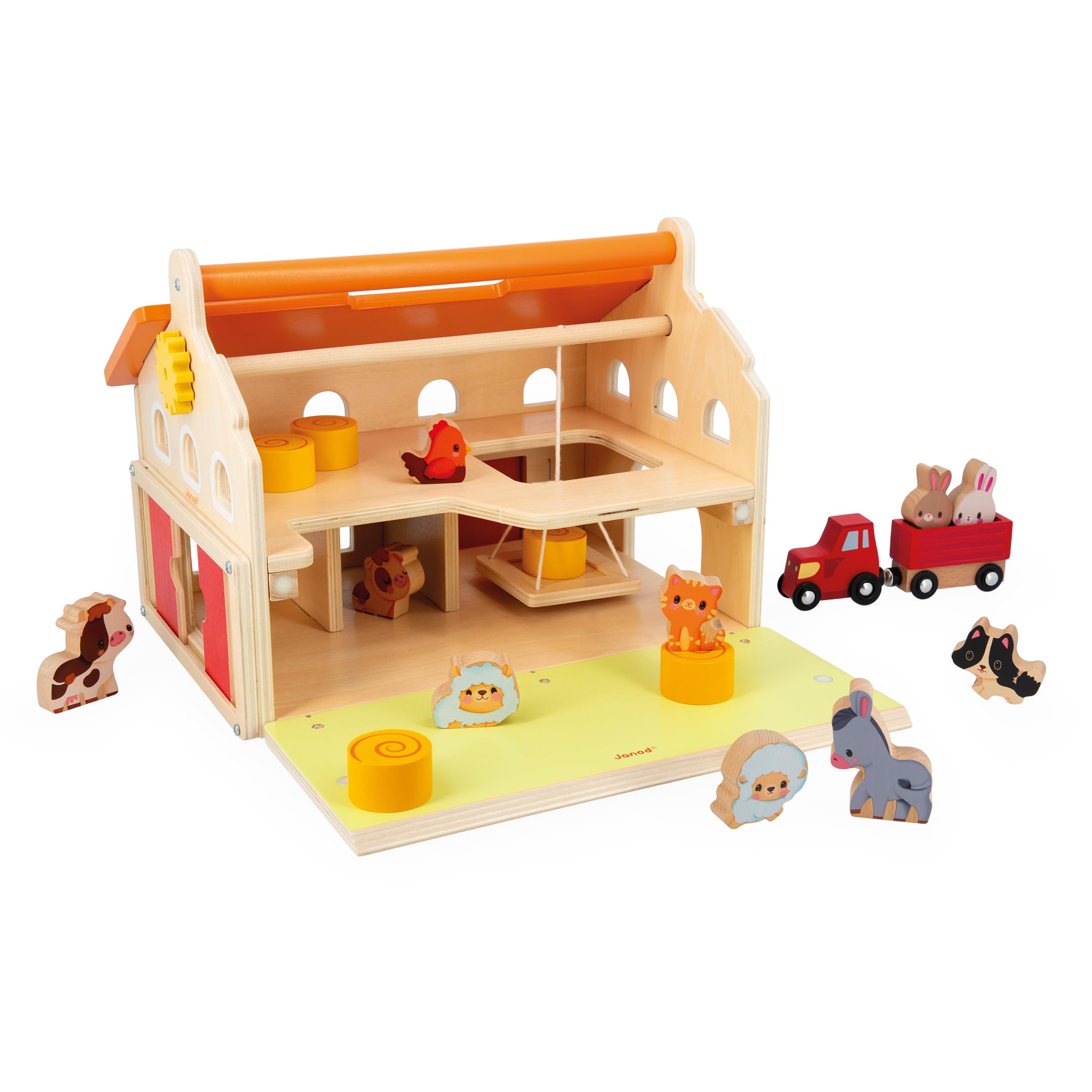 Janod - La Mia Prima Fattoria in Legno - 16 Accessori - Giocattolo di Imitazione per Bambini - Sviluppa la Manualità e l'Immaginazione - Giocattolo in Legno FSC - dai 24 Mesi, J03318