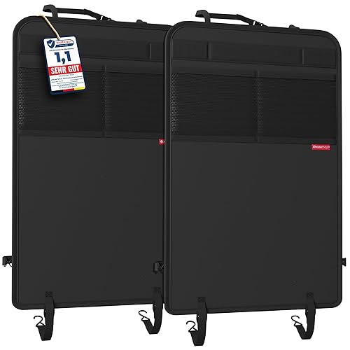 ATHLON TOOLS Rückenlehnen-Schutzmatte beschichtet, Rückenlehnenschutz Auto Kick-Matte, verstärkt - mit Netztaschen - schmutzabweisend, pflegeleicht und wasserabweisend