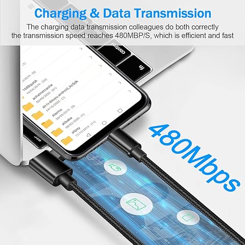 Miniatura 4 de Cable USB C, cable de carga Samsung, cable de carga tipo C, paquete de 2 cables USB A a USB C de 10 pies para Samsung, cable de carga rápida