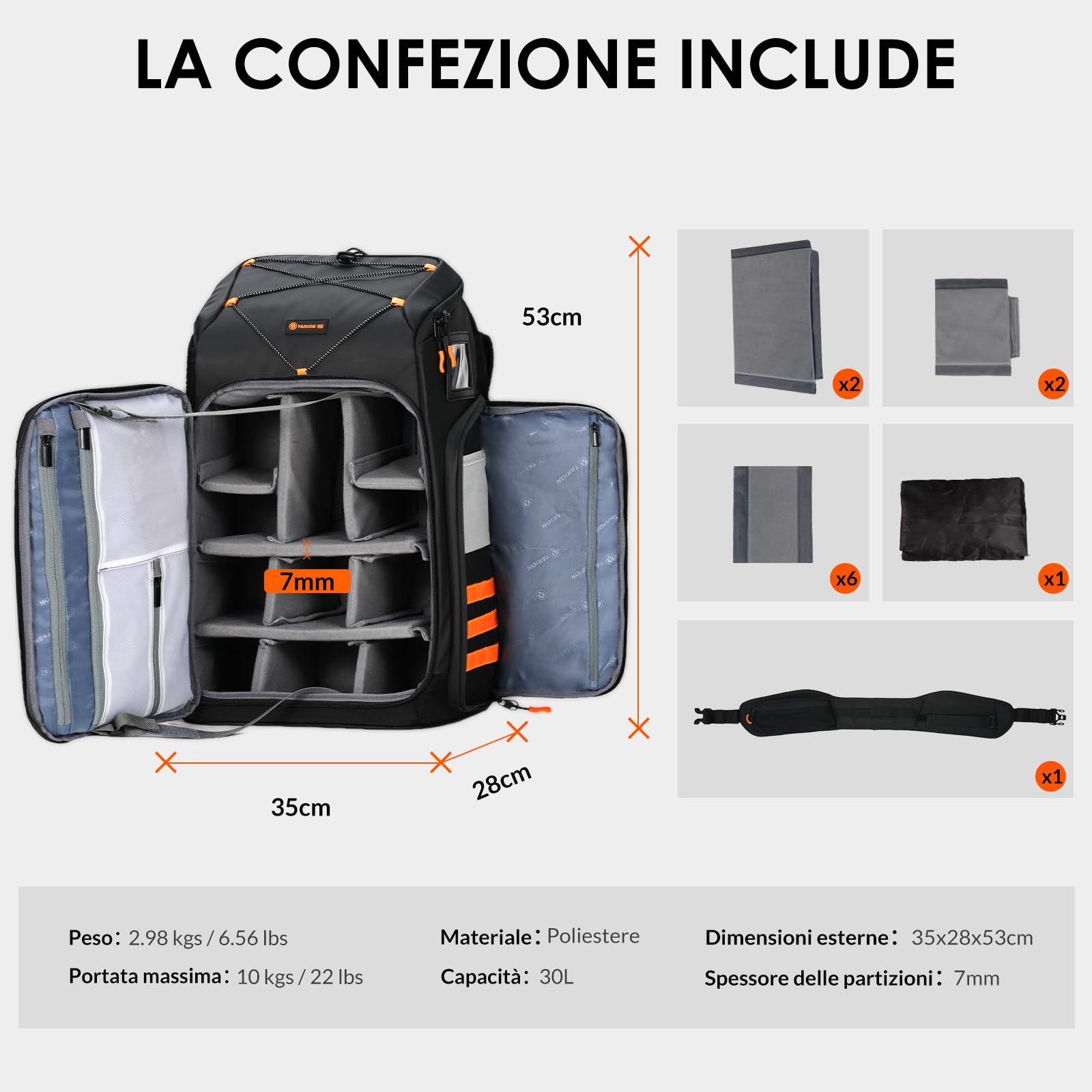 TARION Zaino per Drone FPV e macchina Fotografica: Zaino Professionale Impermeabile per Fotocamera Borsa Fotografica per Quadricottero da Corsa FPV Accessori per il Controllo Remoto