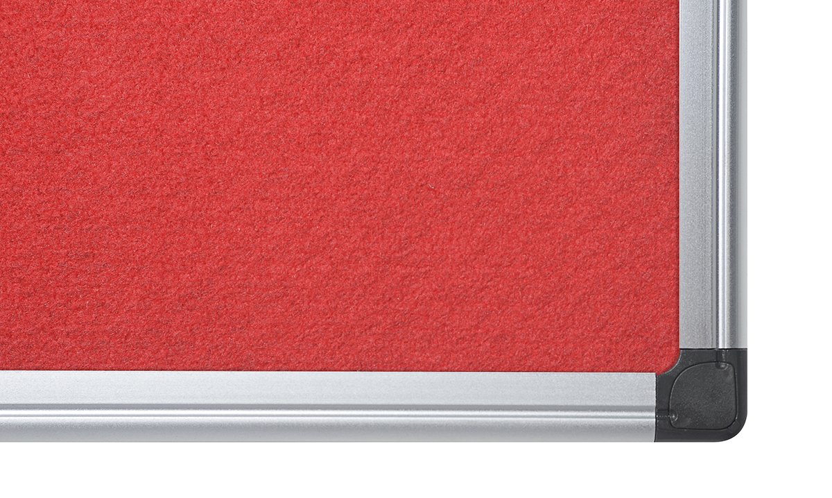 Bi-Office Filztafel Maya, Mit Aluminiumrahmen, Rote Filzoberfläche, Zum Gebrauch Mit Pinnnadeln, Pinnwand, 120 x 90 cm