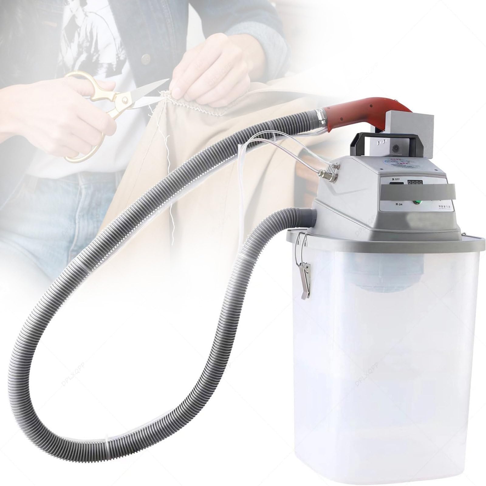 JXYQ Automatic Fabric Trimming Machine, 30L Capacity, Brushless Single-Head, with Storage Bucket for Efficient Thread Management