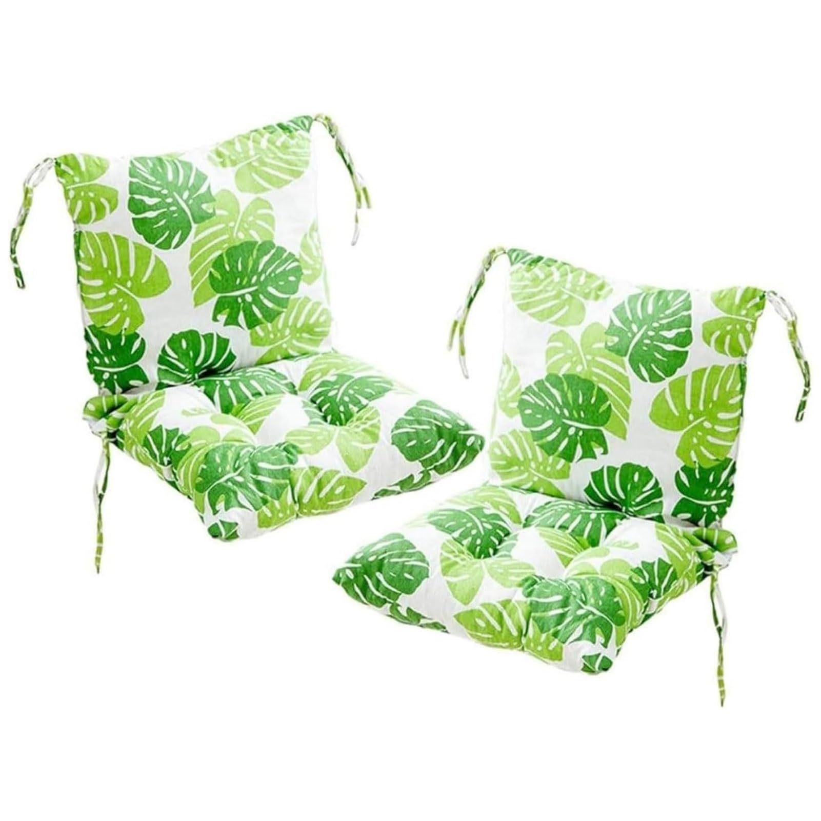 Set Of 2 Garden Chair Cushions With Back Cushion 40 X 80 X 7cm High Back Cushion Chair Cushion For Outdoors And Indoors(Green 1)