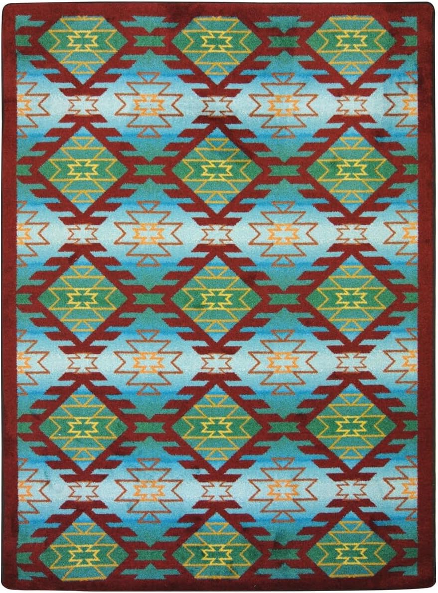 Joy Carpets Kaleidoscope Canyon Ridge Whimsical Area Rugs, Desert Turquoise