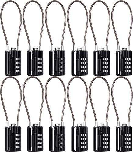 Miniatura 17 de SEPOX® 4 piezas de candado de combinación reiniciable, cuerpo de 1-3/16" de ancho con cable extremadamente largo de 32 cm, candado de cable de 4 32