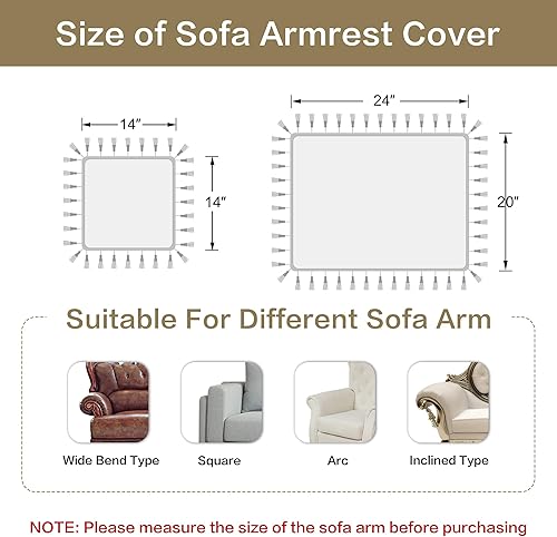 Miniatura 3 de Loom and Mill Fundas de sofá de jacquard de lujo, 2 piezas, elegante funda para reposabrazos de sofá de damasco con borlas, protector de muebles