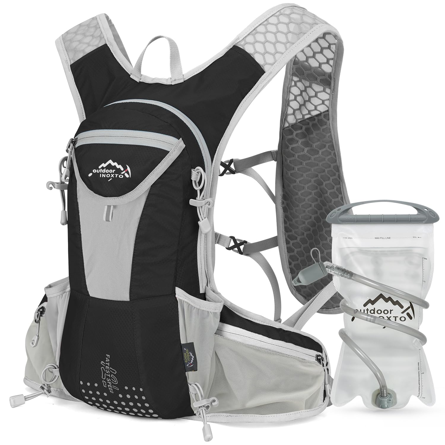 IX INOXTO Hydration Pack Backpack, Lightweight Water Backpack with 2L Hydration Bladder Daypack for Men Women,Running Hydration Vest for Trail Running