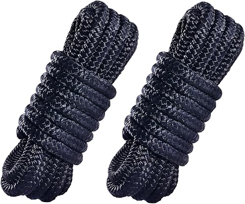 Boat Dock Lines - Cuerda de amarre de nailon trenzado doble de 12 pulgadas x 15 pies, líneas de muelle con ojales de 12 pulgadas. Cuerda de amarre