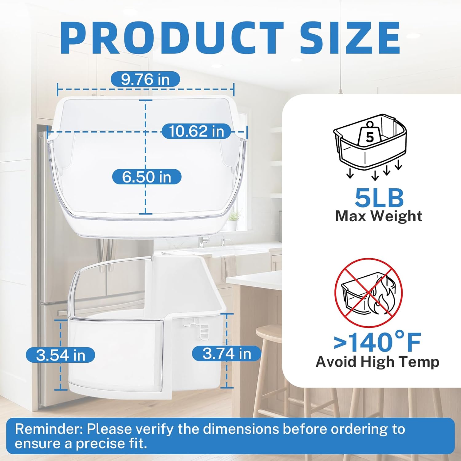 AAP73051305 Refrigerator Door Shelf Bin, Compatible with LG & Kenmore Refrigerator, Replaces AP5959449 PS11700735 EAP11700735, Fits LFC22770ST LFCS22520S LFC22770SW Door Basket Assembly