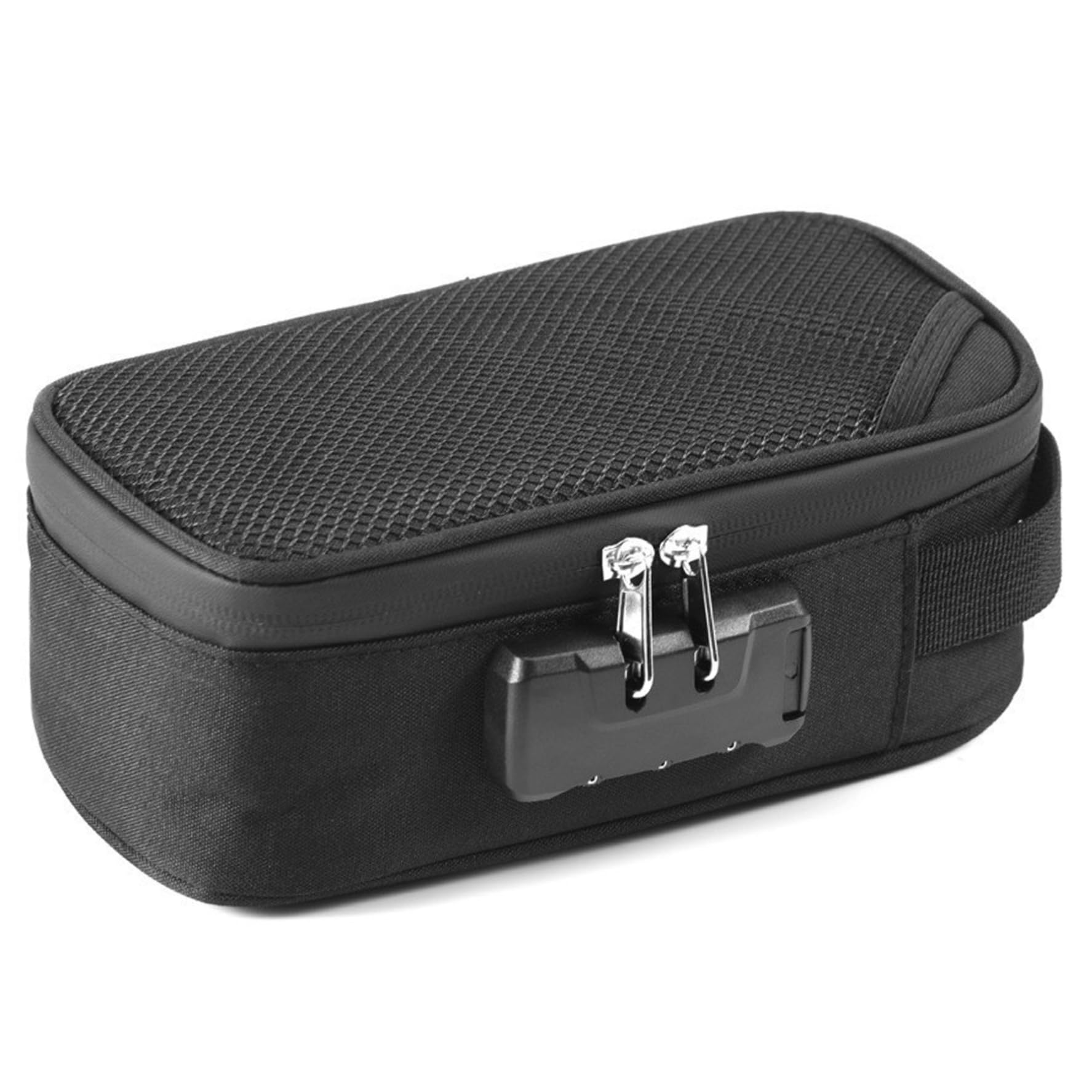 Lcarege Smell Proof Box 8.3x4.3x3.2in Smell Proof Container with Combination Lock & Zipper & Handle Mesh Pocket Odor Free Stash Box for Men/Women