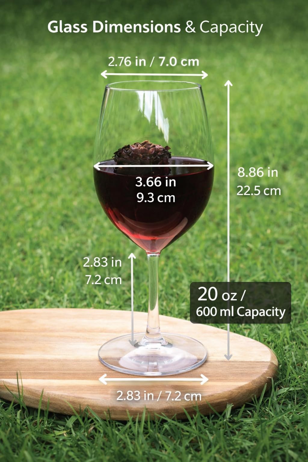 Copas de vino irrompibles con tallo, juego de 4 copas de vino de plástico (20 onzas) | 100% Tritan y libre de BPA | Ideal para piscina, playa, viajes y al aire libre, camping, picnic, tazas de