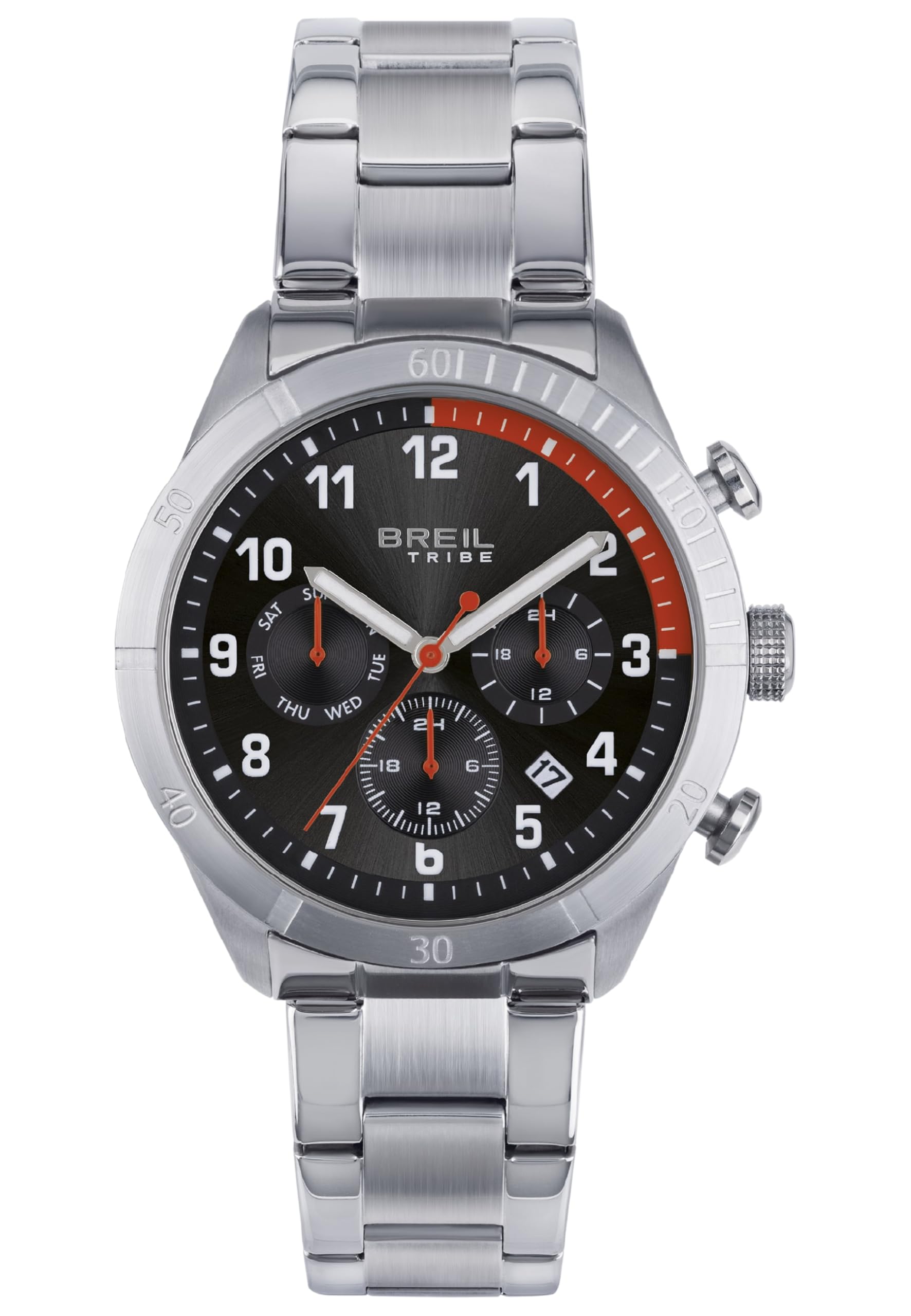Breil - Mate Watches for Men, Silver/Black, One Size, Bracelet