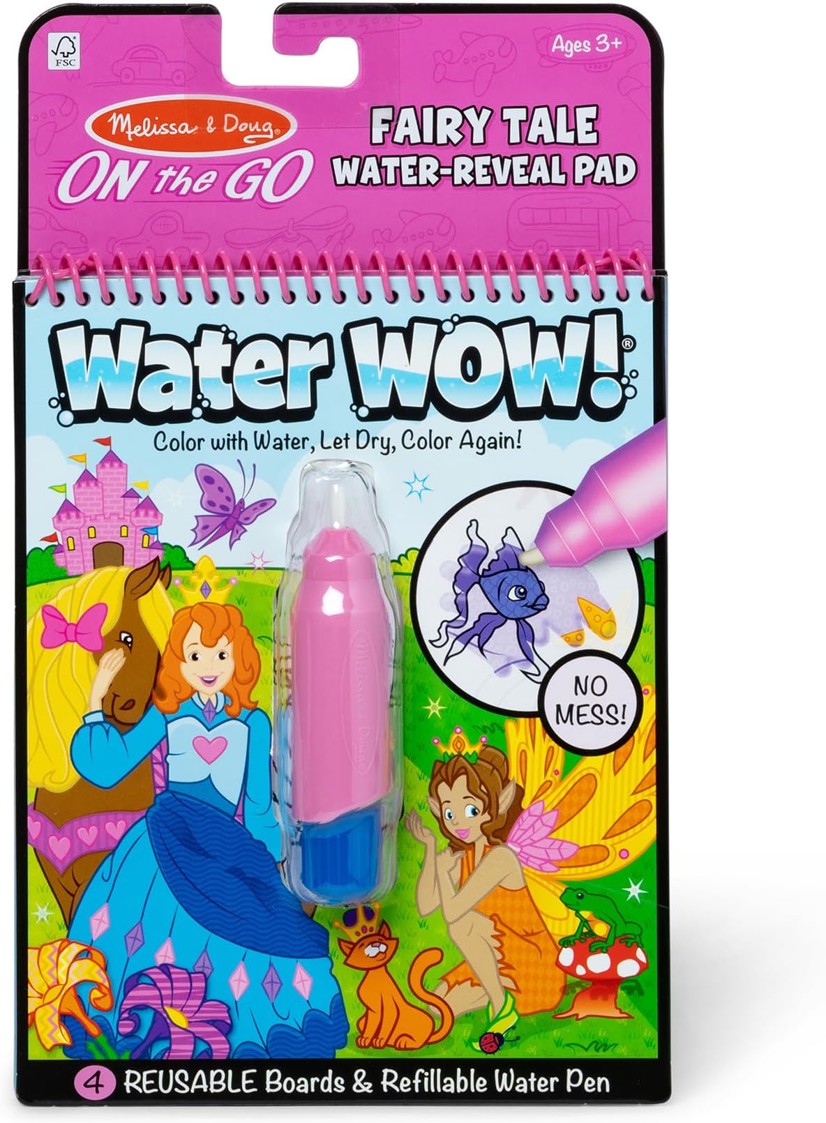Melissa & Doug On The Go Water Wow! Mess Free Coloring Book, Reusable Water-Reveal Activity Pad, Fairy Tale, Travel Toys, Party Favors, for Toddlers & Kids Ages 3+ - FSC Certified