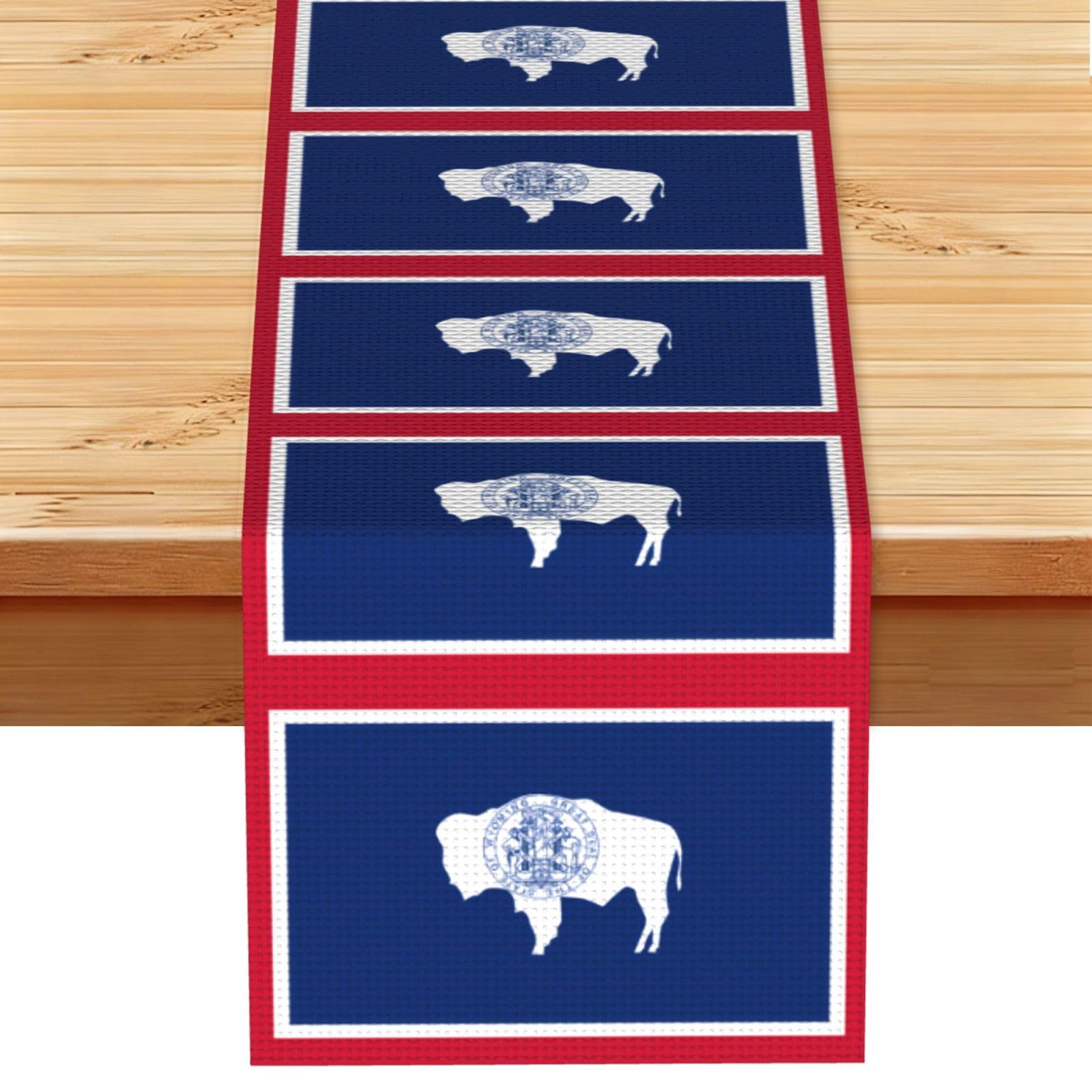 Wyoming State Flag Table Runner 13x72 Inch Dining Decor