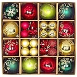 OILKOH Christmas Tree Decorations Balls 44 pcs Shatterproof Christmas Ornaments Set, Xmas Tree Decorations Hanging Ornament Classic Christmas Decorations for Holiday, Etc.(2.36',Red&Green&Gold)