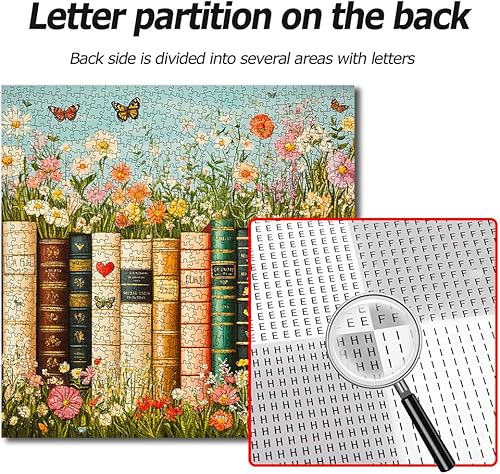 Miniatura 7 de Bgraamiens Rompecabezas vintage de 1000 piezas de libros de flores silvestres  Rompecabezas estético floral de espinas para adultos y adolescentes,