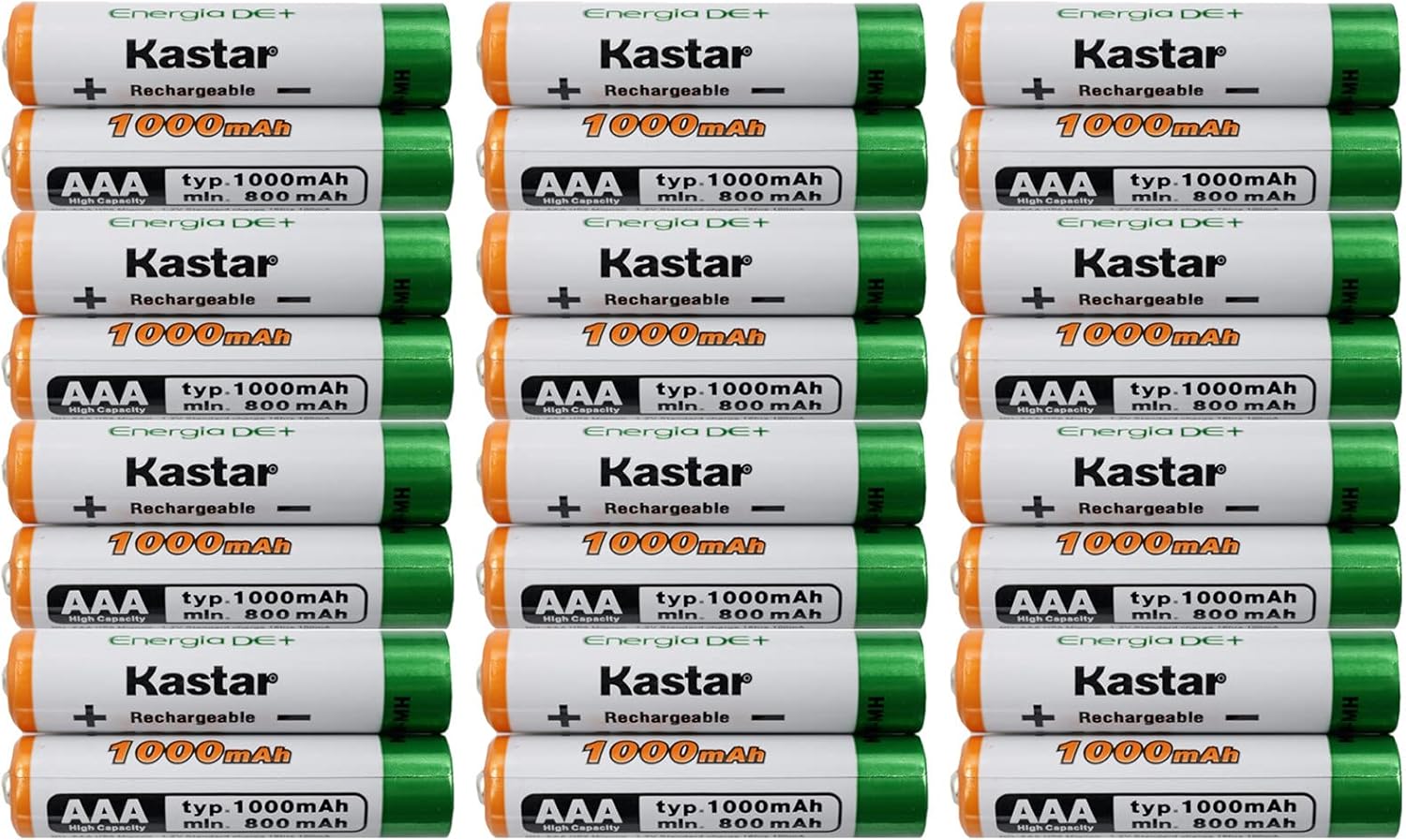 Kastar AAA 24-Pack Ni-MH 1000mAh Super High-Capacity Rechargeable Battery Replacement for Panasonic HHR-4DPA HHR-55AAABU HHR-65AAABU, Out Door Solar Light, Garden Landscaping Solar Light, Path Light