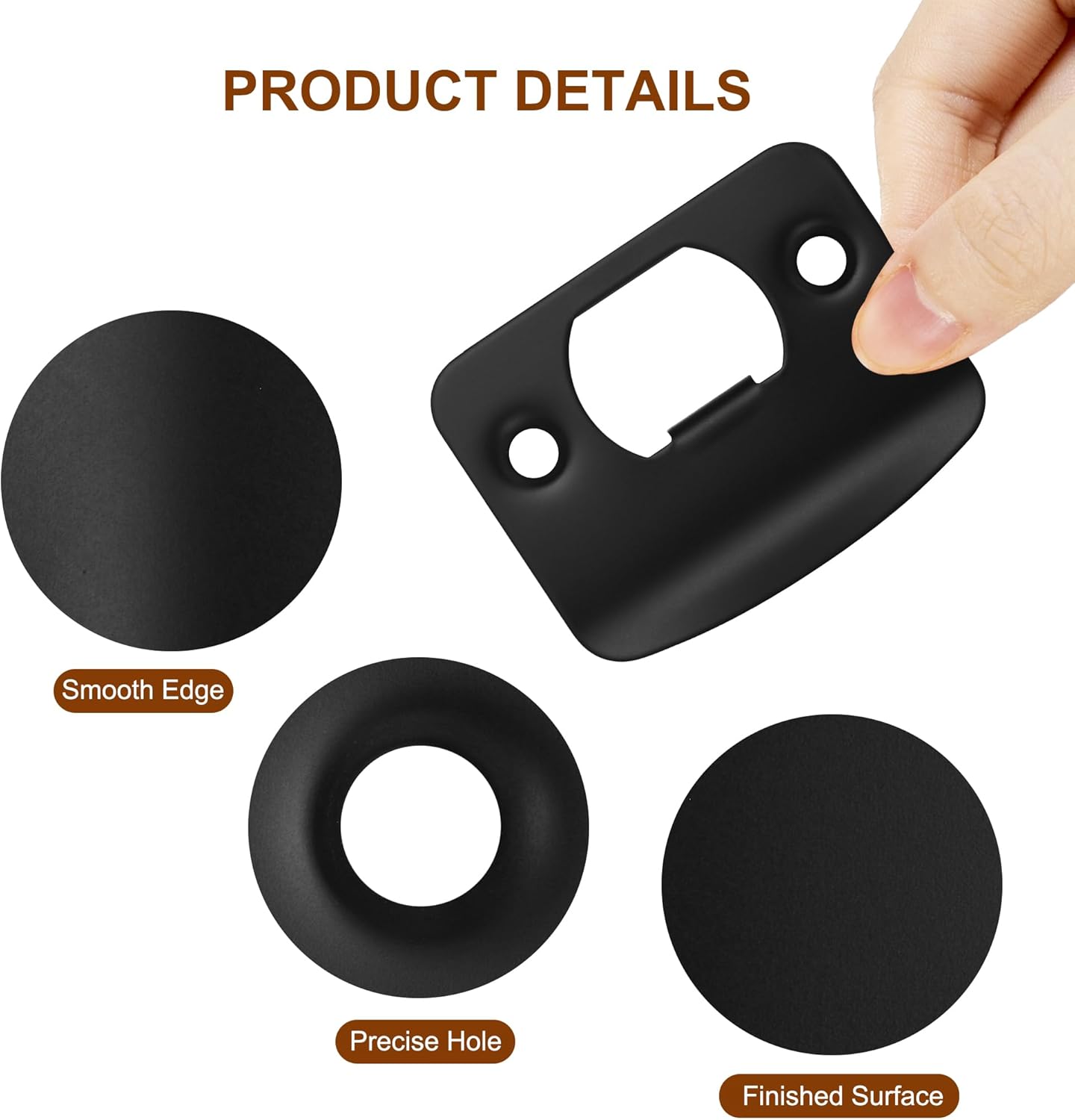 Matte Black Door Strike Plate for Interior Doors, Adjustable Security Reinforcement Plate, Door Latch Repair for Home, 1 Pack