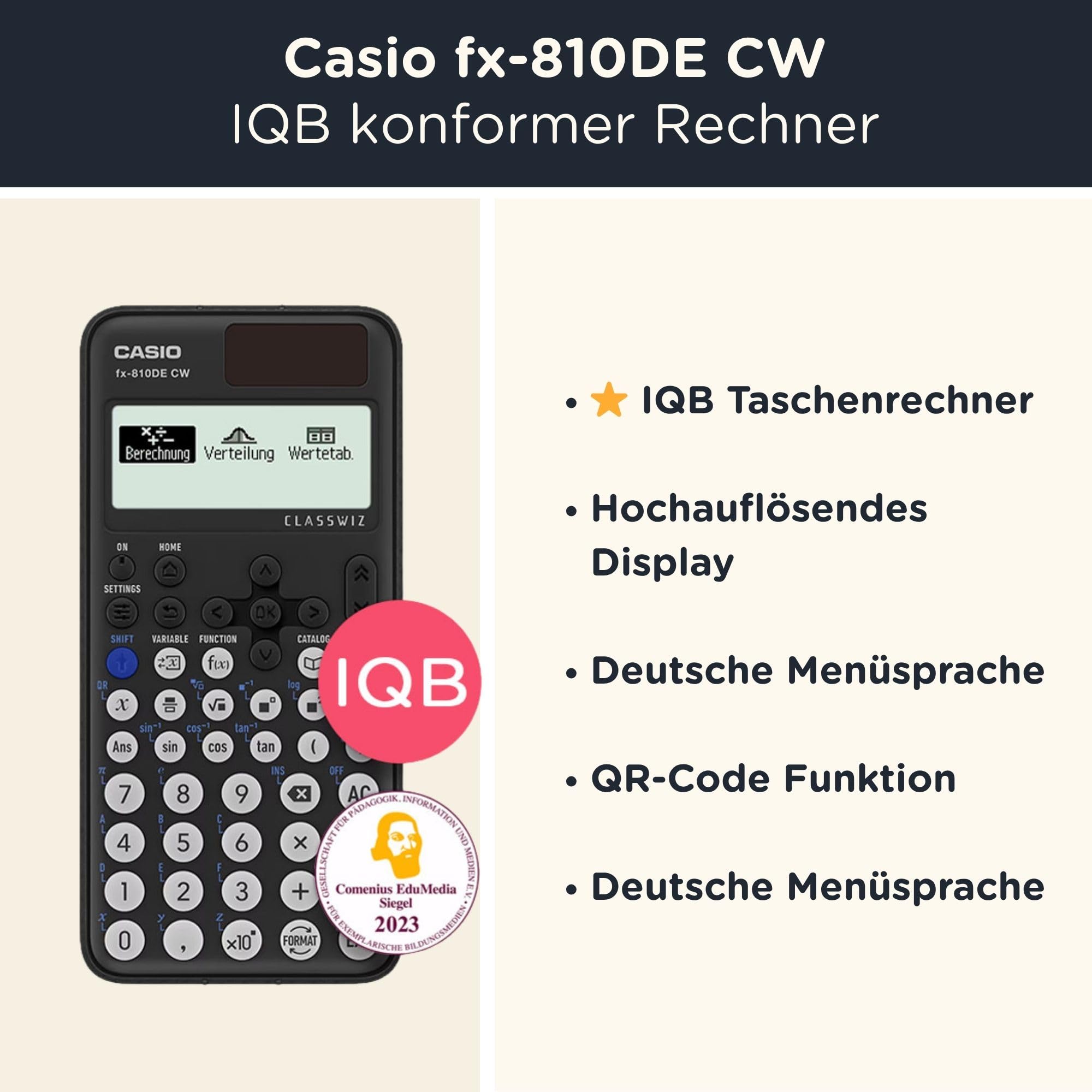 Casio fx-810DE CW ClassWiz Wissenschaftlicher Taschenrechner Basic Set Schwarz