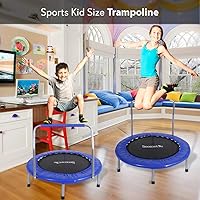 Vista 6 de SereneLife Trampolín portátil y plegable - Mini rebote en casa de 36 pulgadas, ejercicio corporal de fitness, versión actualizada - SLSPT365, azul