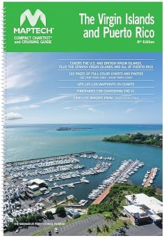 MAPTECH Compact ChartKit and Cruising Guide, Virgin Islands and Puerto Rico, 8th Edition, 100 Pages Full-Color Charts, Spiral Bound, 18" x 12.6