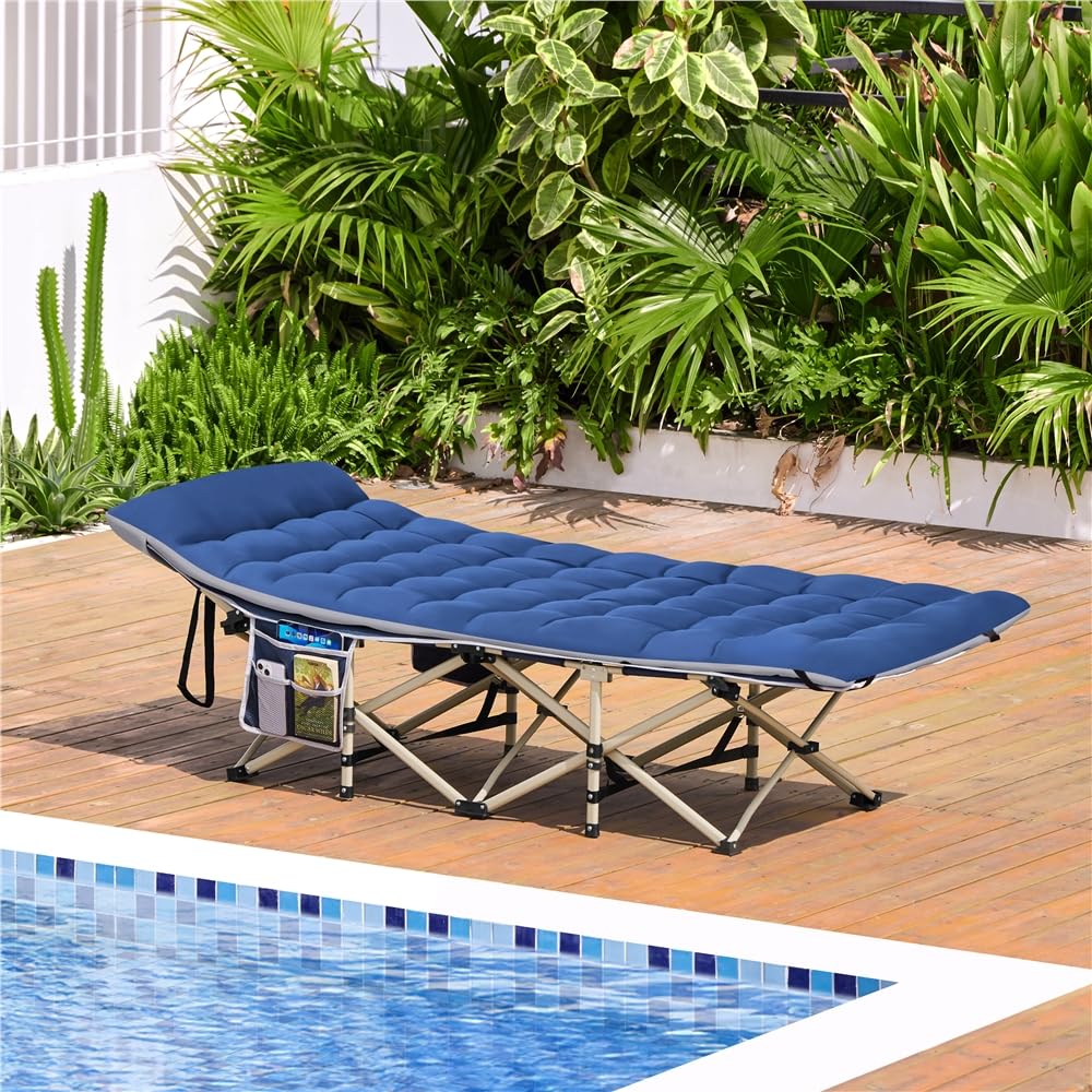 Yaheetech Cama de Campamento Plegable con Colchón de 150 kg, Carga de Cama de Camping con Bolsa de Transporte Marco de Metal