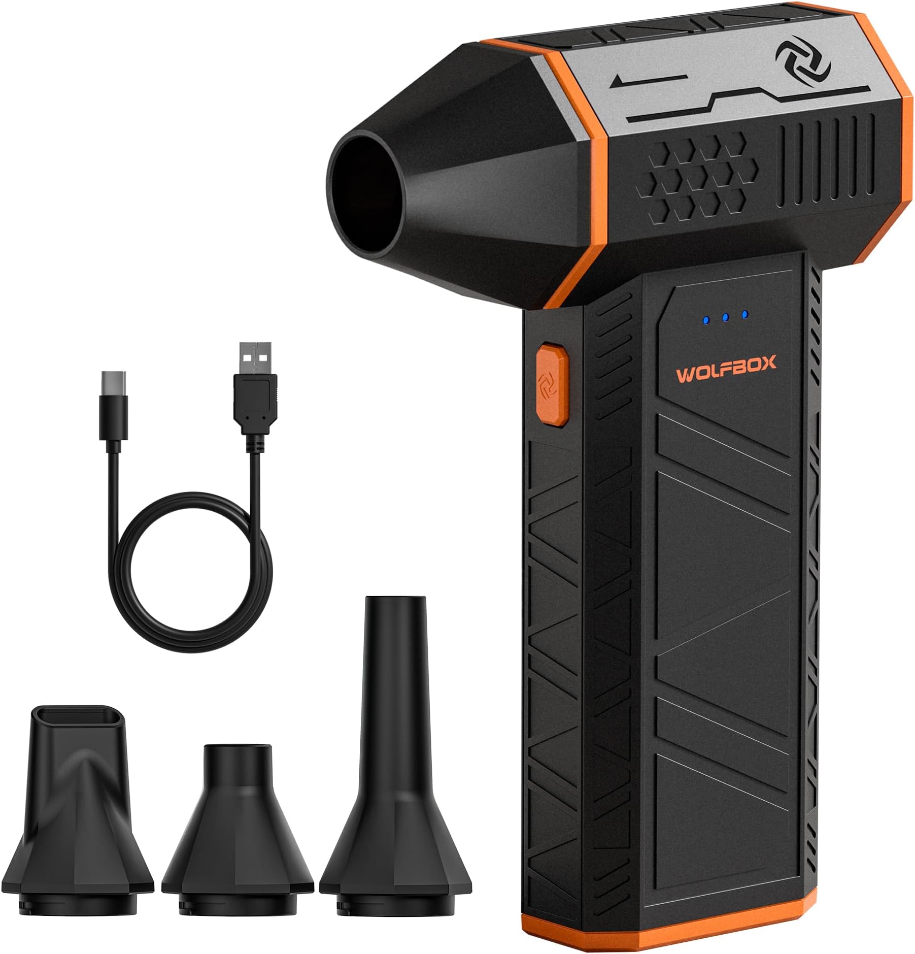 WOLFBOX MF50 Cordless Electric Air Duster-110000RPM High-Power Mini Blower with 3-Speed Settings and Fast Charging, Ideal Dust Blower for Computer, Keyboard, Car, Home, and Outdoor Use