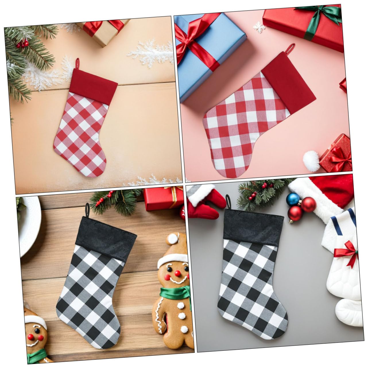 PRETYZOOM 8 Piezas Calcetines navideños calcetín Colgante del árbol de Navidad Decoración de Calcetines Bolsa de Regalo de calcetín de Navidad Tela no Tejida