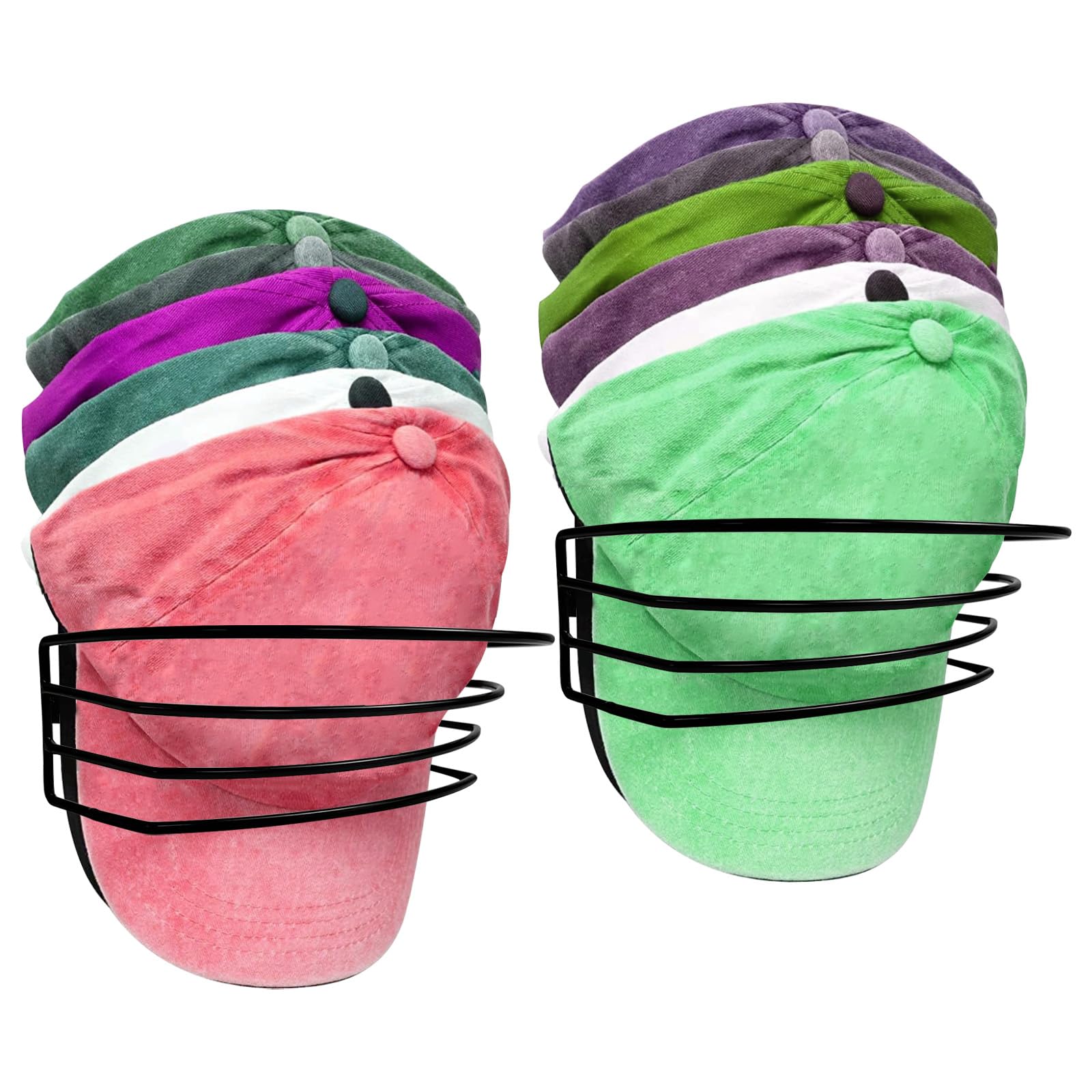 2 Pack Hat Rack for Wall and Door, Metal Hat Organizers for Baseball Caps Storage Hold Up to 30 Caps