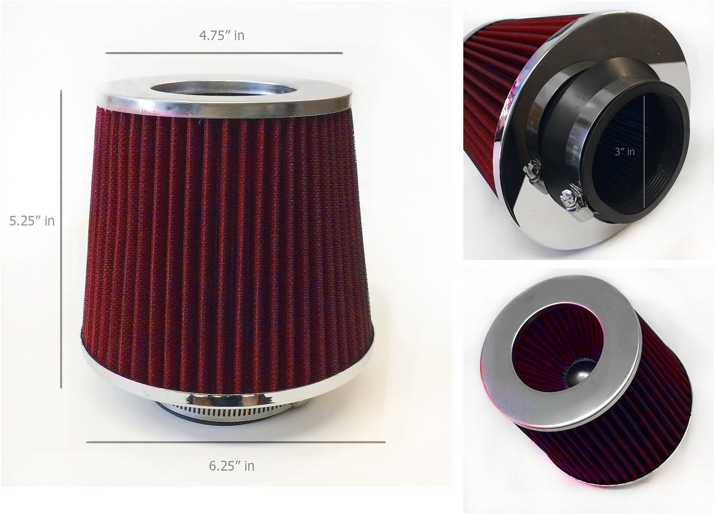 Air Intake Cone Filter + MAF Sensor Adapter For 1984-1991 BMW E30 3-Series (318/325/M3) (Red)