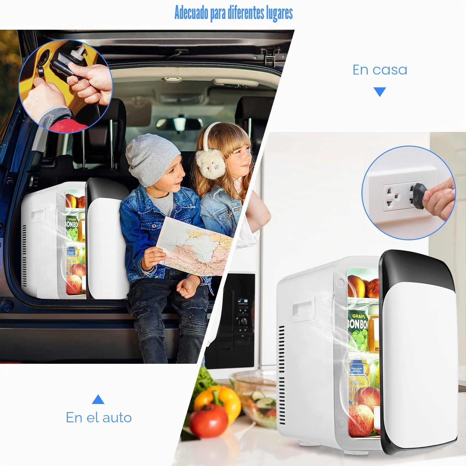 RELAX4LIFE Mini Nevera 15L Portátil -3 ℃ ~ 50 ℃ para Uso Doméstico Automóvil, Mini Nevera Nevera 1 Puerta con Enfriamiento Calefacción para Todas las Estaciones, Blanco