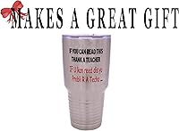 Vista 4 de Rogue River Tactical Funny Teacher - Taza grande de viaje de acero inoxidable de 30 onzas con texto en inglés "If You Can Read This Teaching