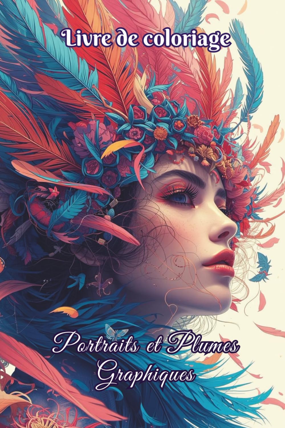 Livre de Coloriage Portraits & Plumes - 50 Dessins Élégants pour Adultes et Ados