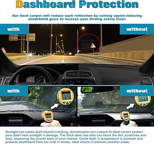 Miniatura 8 de Xotic Tech - Alfombrilla para consola central precortada, antideslizante, protector solar antirreflejos, cubierta negra, compatible con Ford