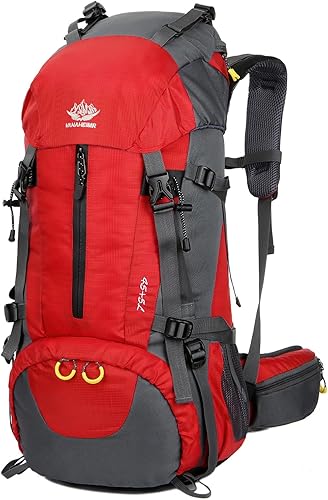 WoneNice Mochila de senderismo impermeable de 50L (45+5) - Mochila deportiva al aire libre con cubierta de lluvia