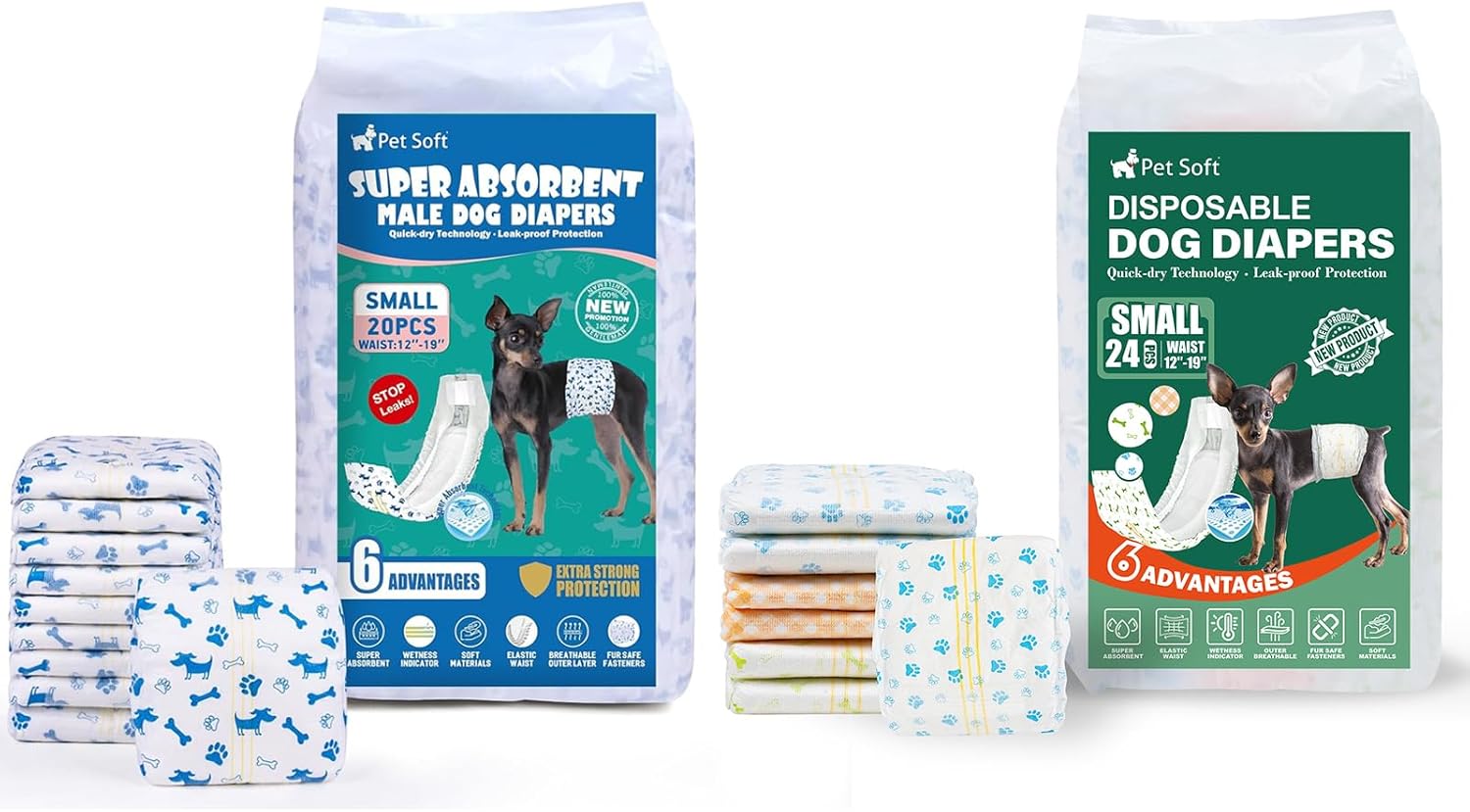 Pet Soft Male Dog Diapers - Small